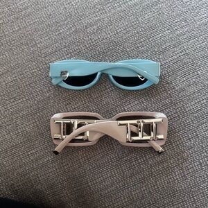 Stylish Blue and Beige Sunglasses Set